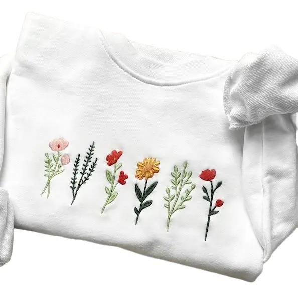 Wildflowers embroidered sweatshirt, Flower Sweater