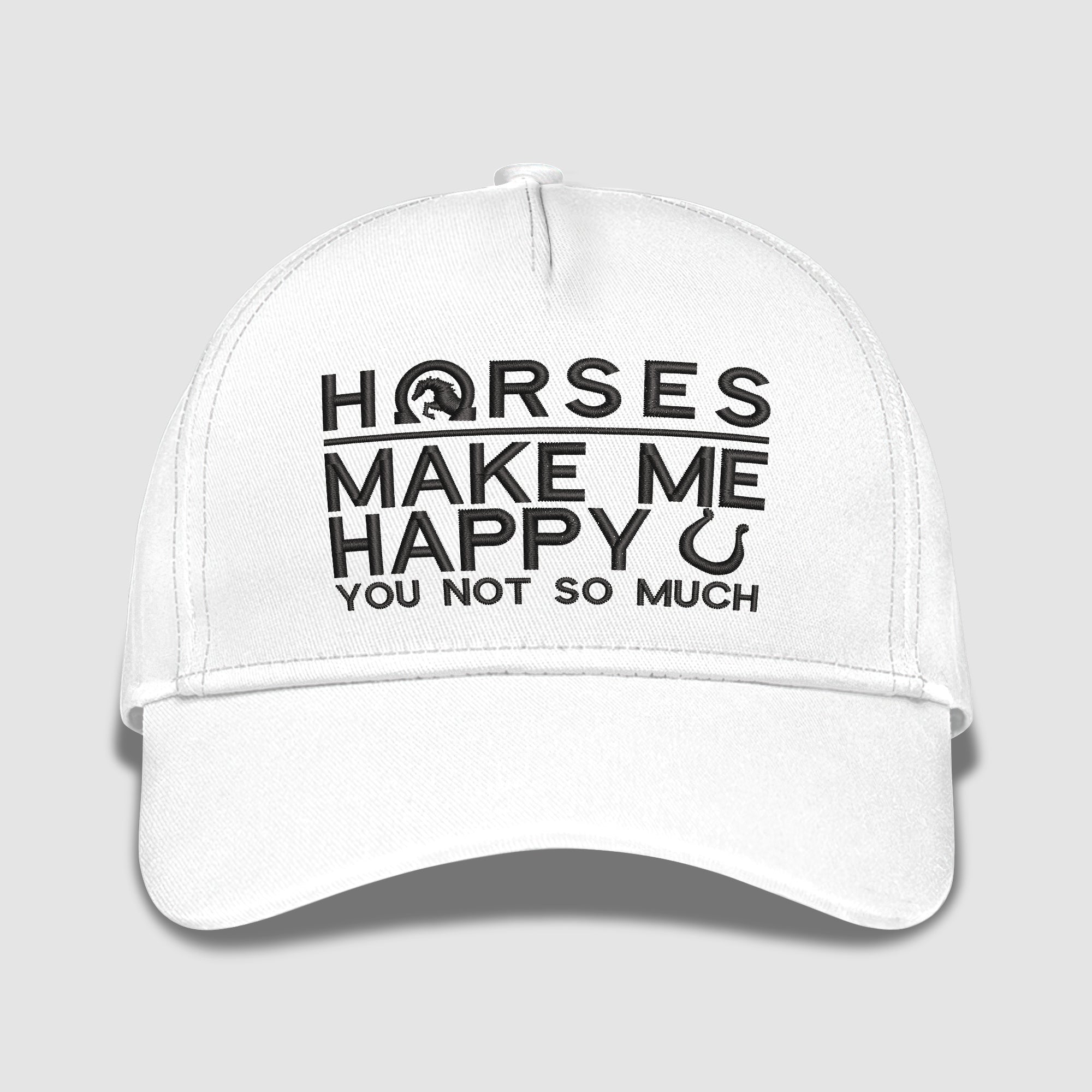 Horse Meke Me Happy Embroidered Baseball Caps