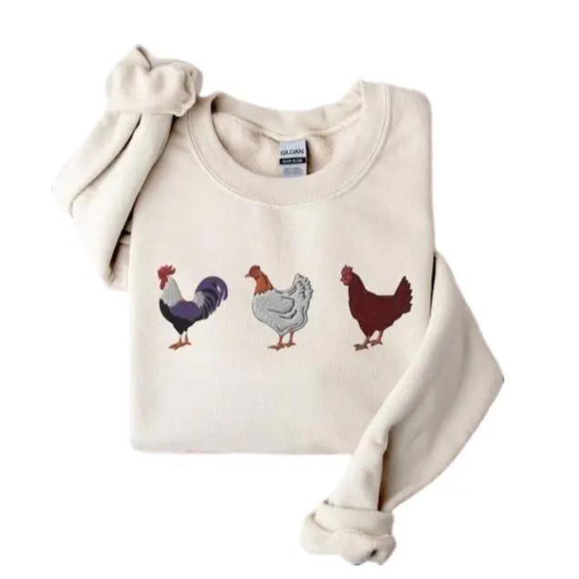 Embroidered Chicken Sweatshirt, Chicken Sweatshirt, Hen Sweatshirt
