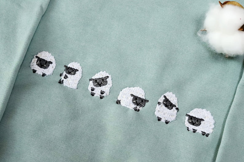 Embroidered Sheep Sweatshirt, Embroidered Hoodie