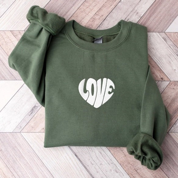 Embroidered Valentine's Day Sweatshirt, Love Sweatshirt, Valentines Shirt