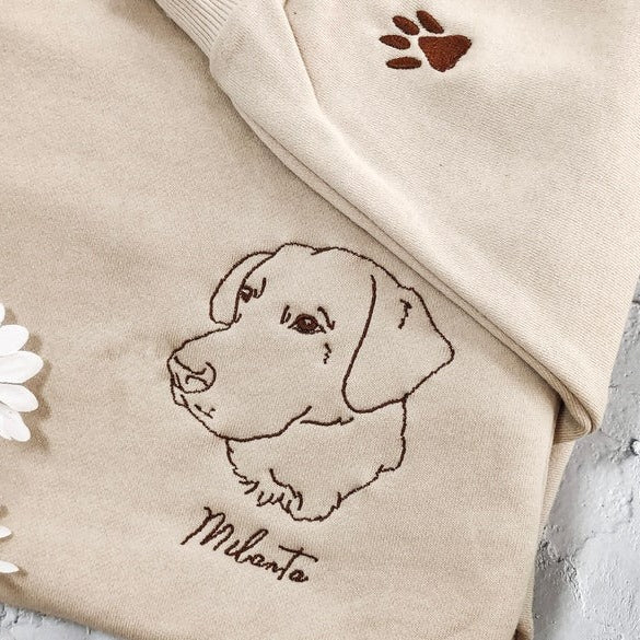 Custom Pet Embroidered Sweatshirt, Custom Dog Portrait, Embroidered Sweatshirt