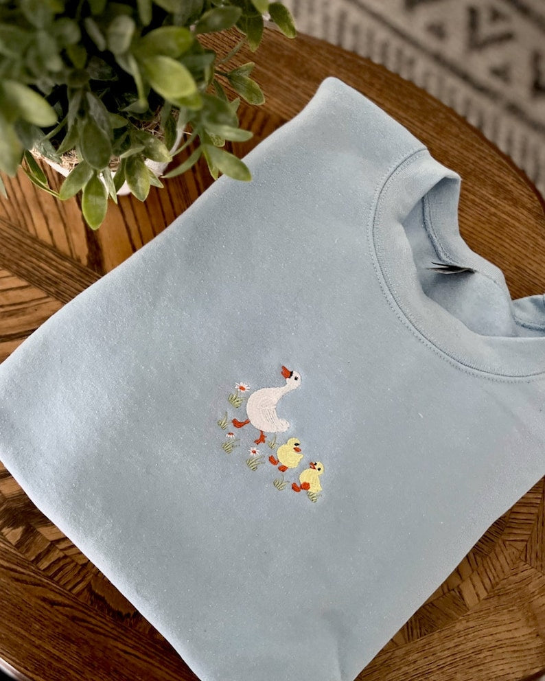 Embroidered Duck Duck Sweater, Goose Sweatshirt