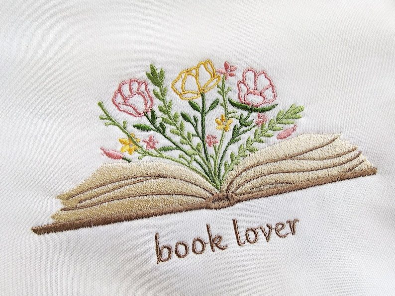 Book Lover Embroidered Sweatshirt, Reading Sweatshirt