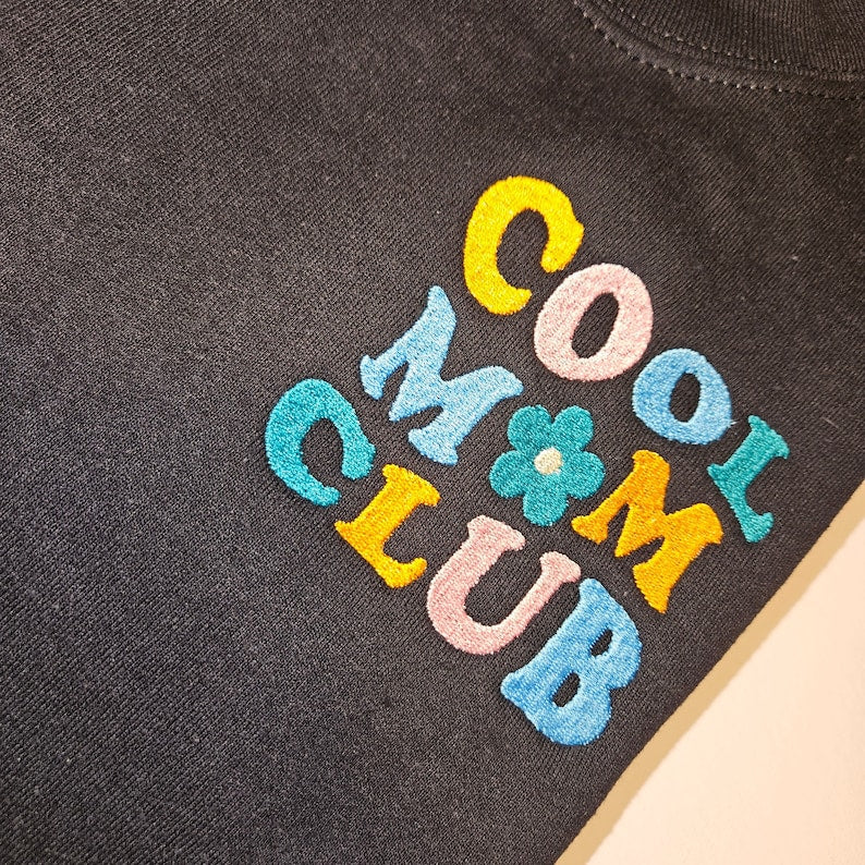 Trendy Cool Mom Club Embroidered Sweatshirt