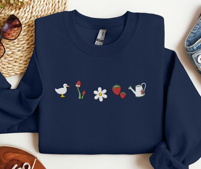 Embroidered Cottagecore Sweatshirt, Cute Cottage Core Crewneck