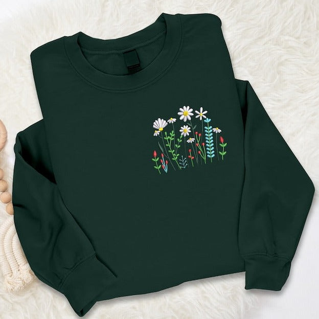 Embroidered Wild Flowers Sweatshirt