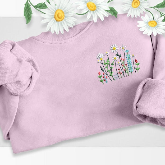 Embroidered Wild Flowers Sweatshirt
