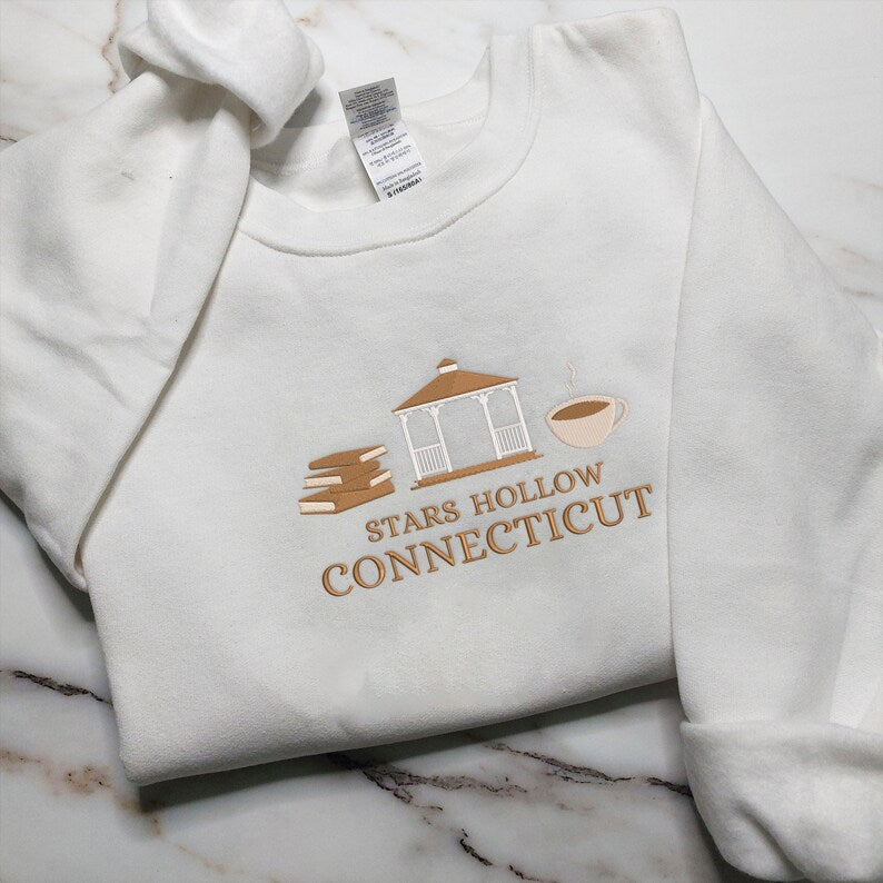 Stars Hollow Connecticut Embroidered Sweatshirt, Gilmore Girls Sweatshirt