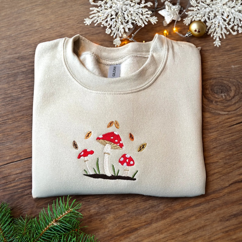 Mushroom Embroidered Sweatshirt