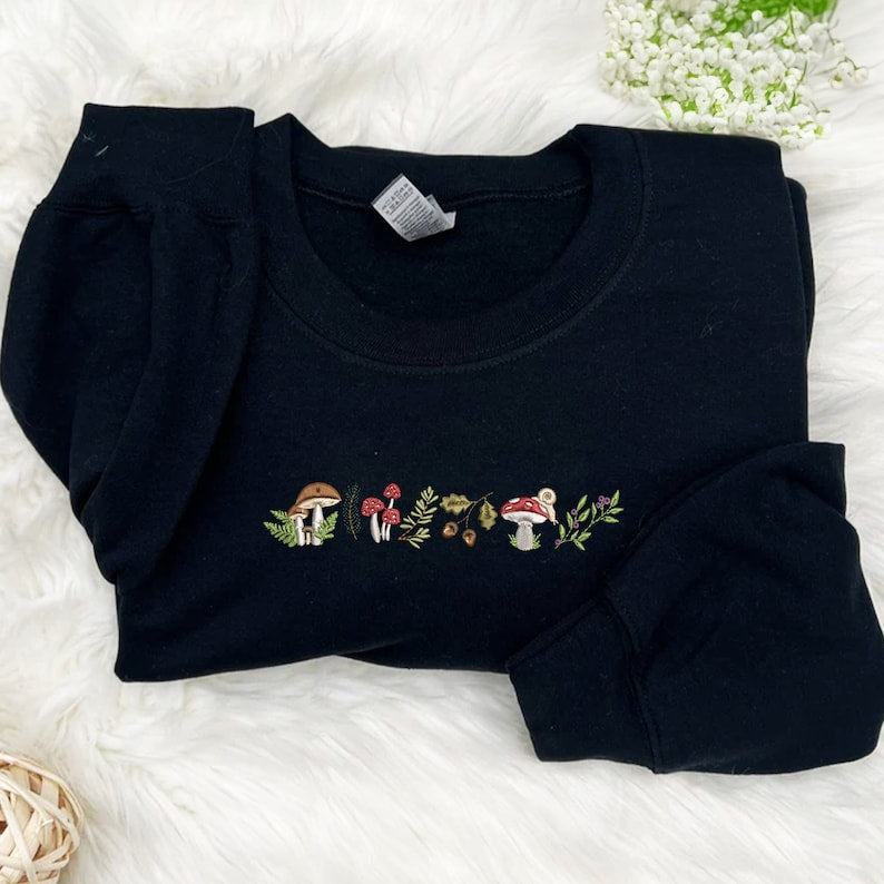 Embroidered Magical Forest Border Sweatshirt
