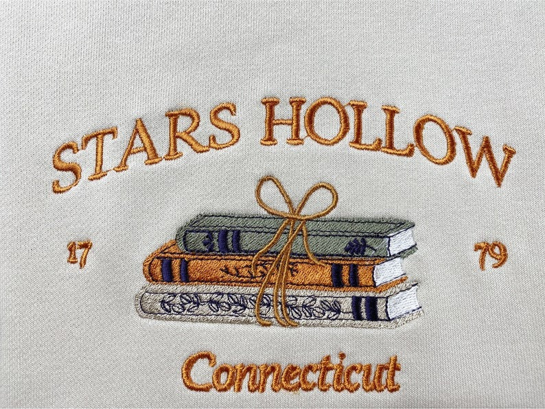 Stars Hollow Connecticut Embroidered Sweatshirt, Connecticut Book Embroidered
