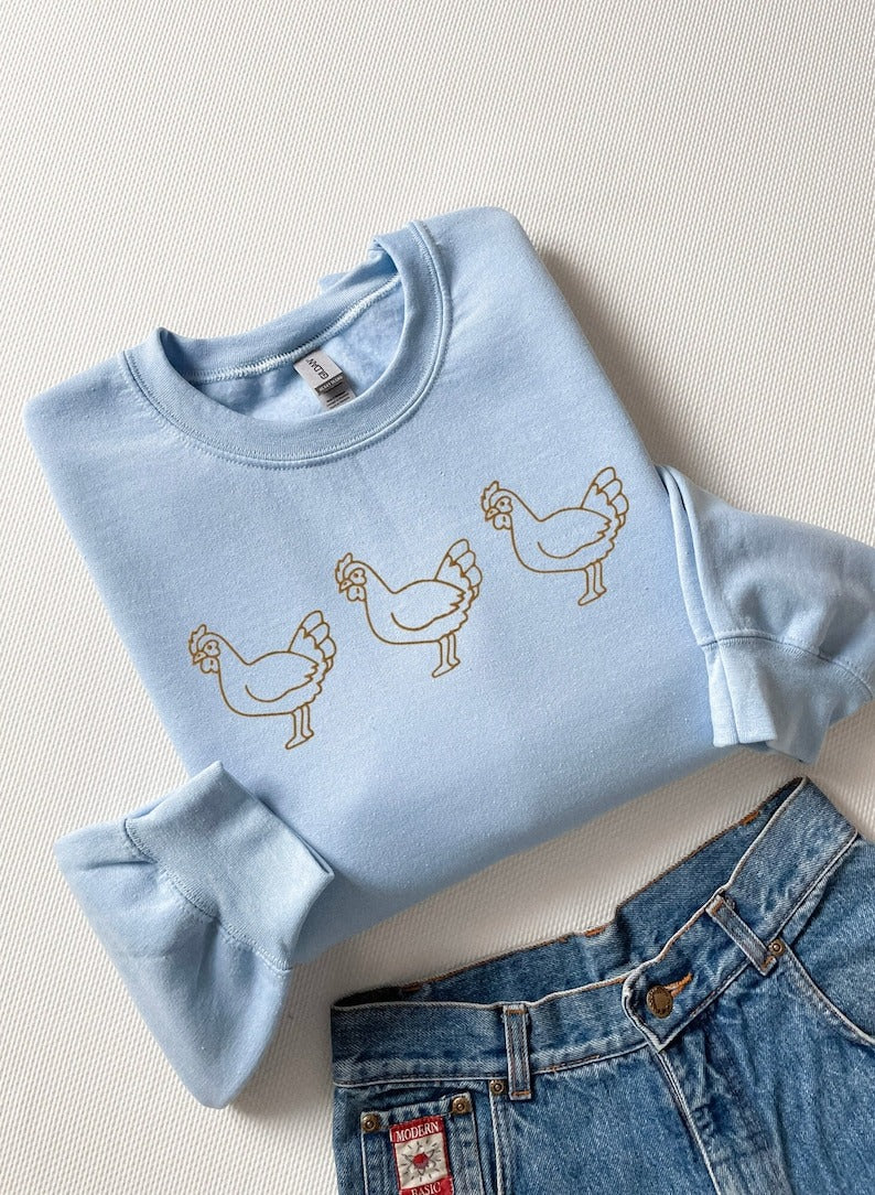 Embroidered Chicken Sweatshirt, Chicken Sweater