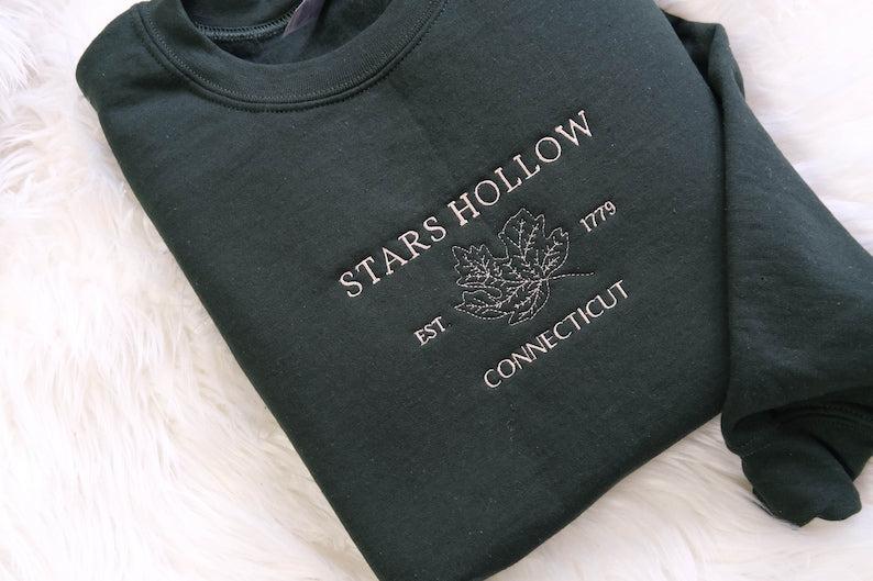 Embroidered Stars Hollow inspired Crewneck Sweatshirt, Gilmore Girls Embroidey Sweatshirt