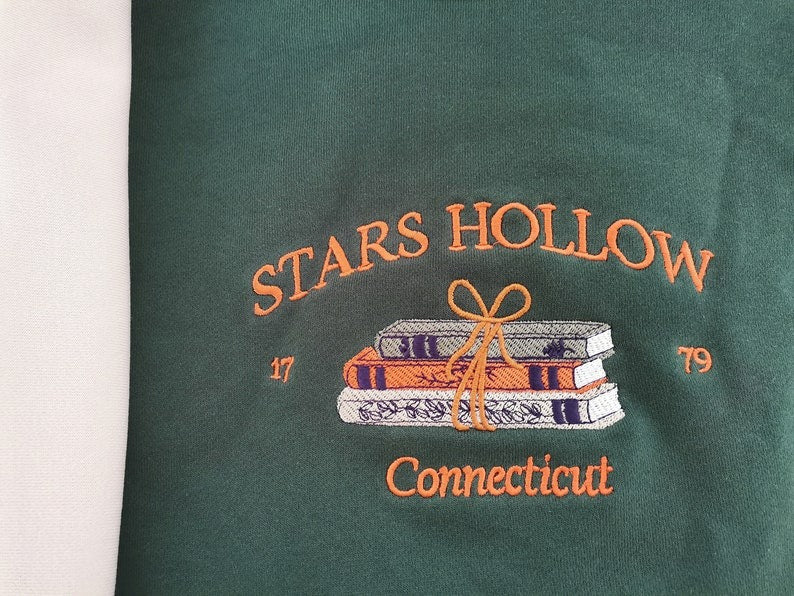 Stars Hollow Connecticut Embroidered Sweatshirt, Connecticut Book Embroidered