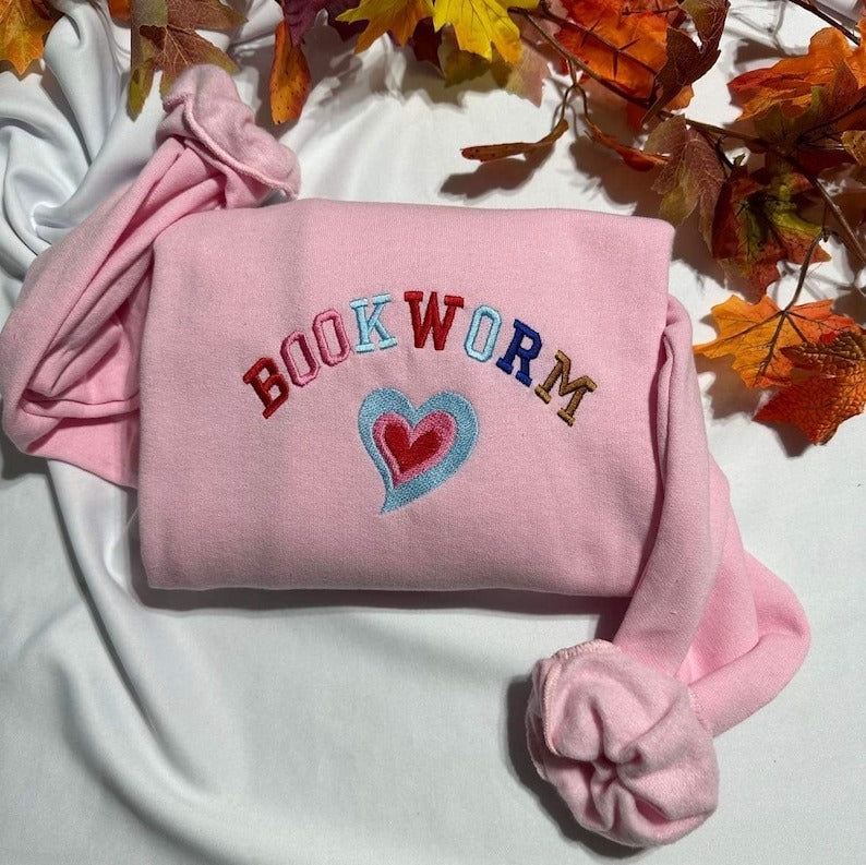 Embroidered Bookworm Teacher Sweatshirt