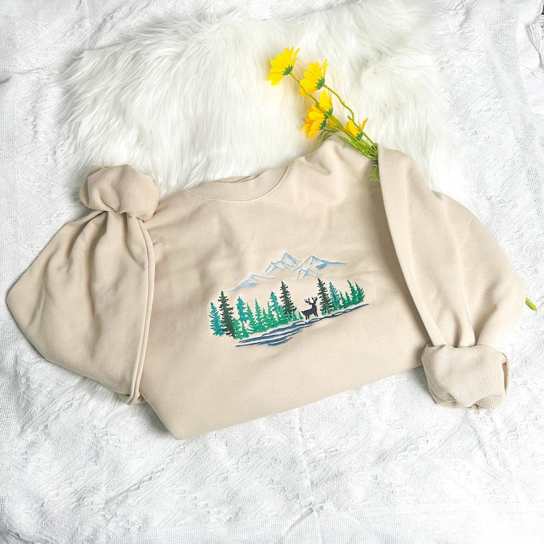 The Deer National Park Embroidered Sweatshirt