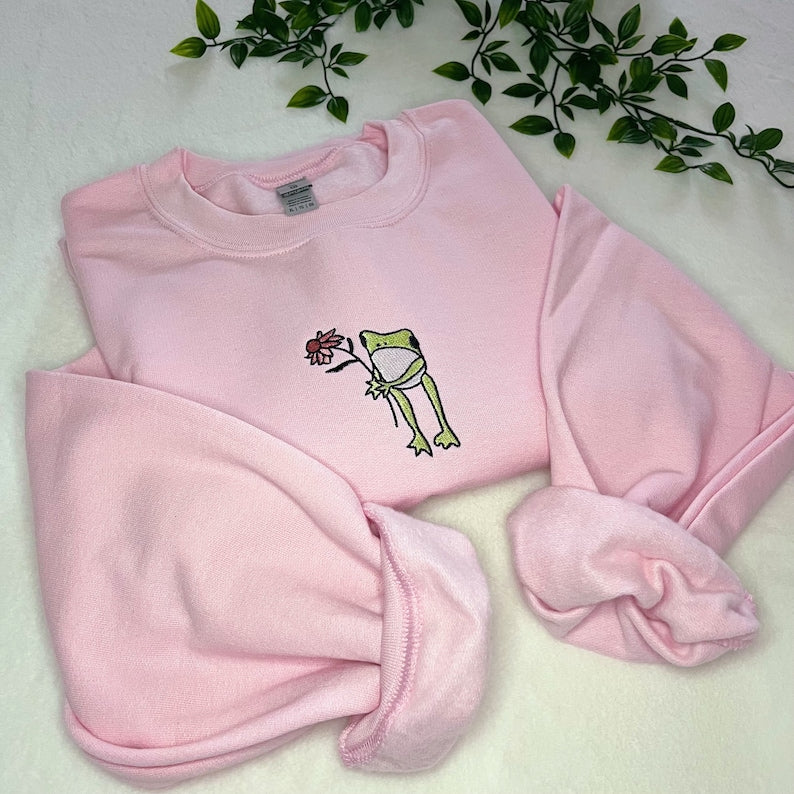 Funny Embroidered Frog Sweatshirt, Cute Frog Sheriff, Frog Sweater