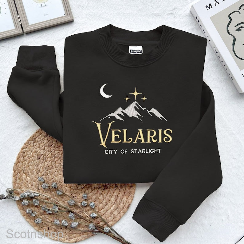 Velaris Embroidered Sweatshirt, City Of Starlight Embroidered Crewneck