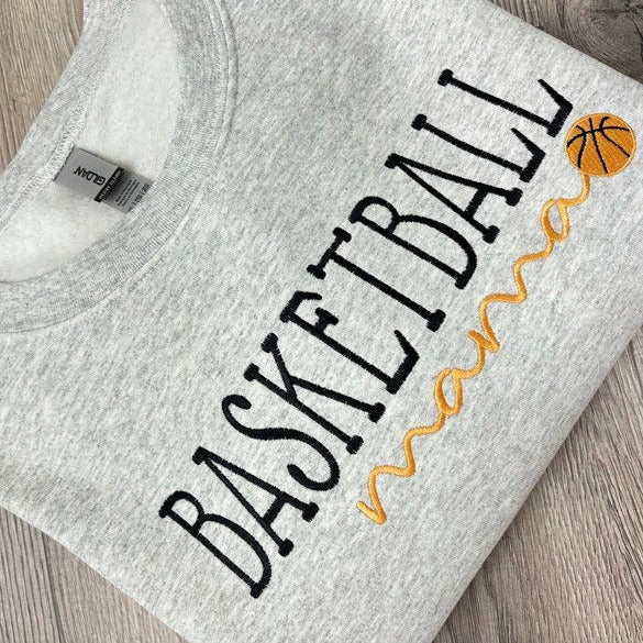 Embroidered Basketball Mama Crewneck Custom Applique Basketball Mom Sweatshirt