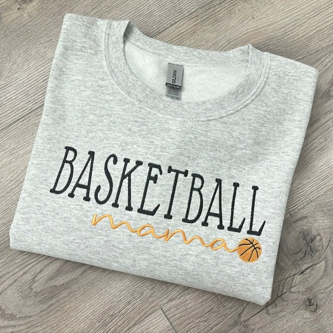 Embroidered Basketball Mama Crewneck Custom Applique Basketball Mom Sweatshirt