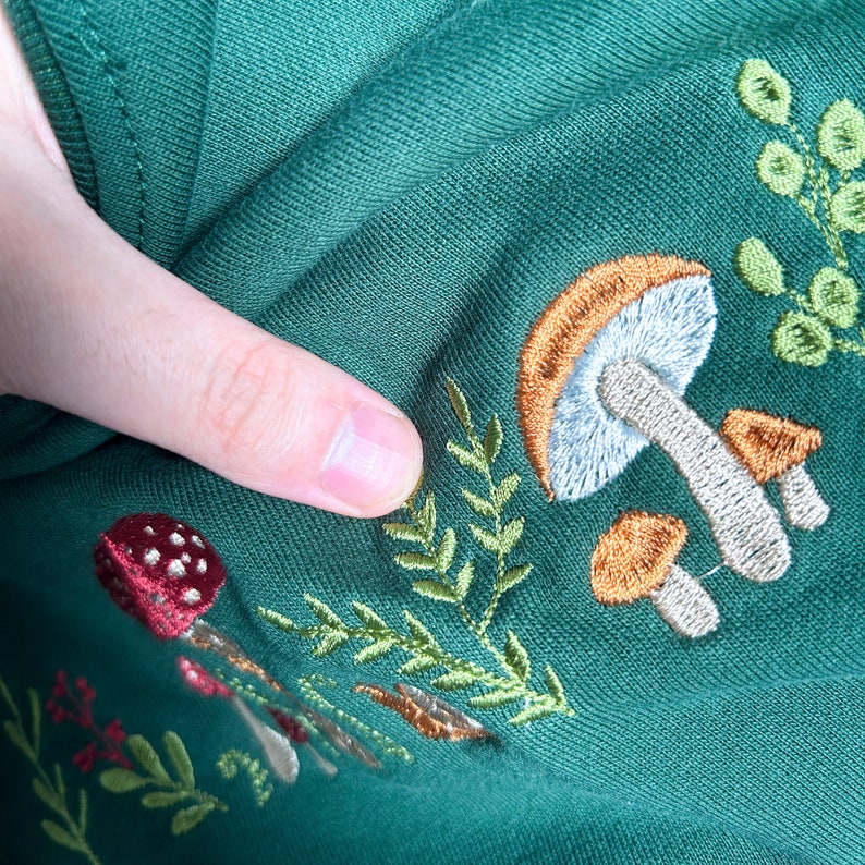 Mushrooms Embroidered Sweatshirt, Mushrooms Embroidered