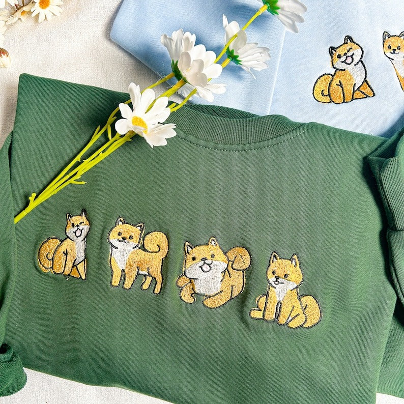 Shiba Inu Dog Embroidered Sweatshirt