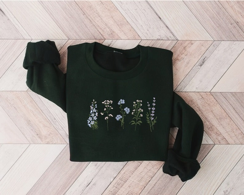 Embroidered Wildflowers Sweatshirt Crewneck
