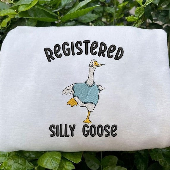 Embroidered Nurse Silly Goose Sweatshirt, Trendy Sweatshirt, Gift For Her, Silly Goose University