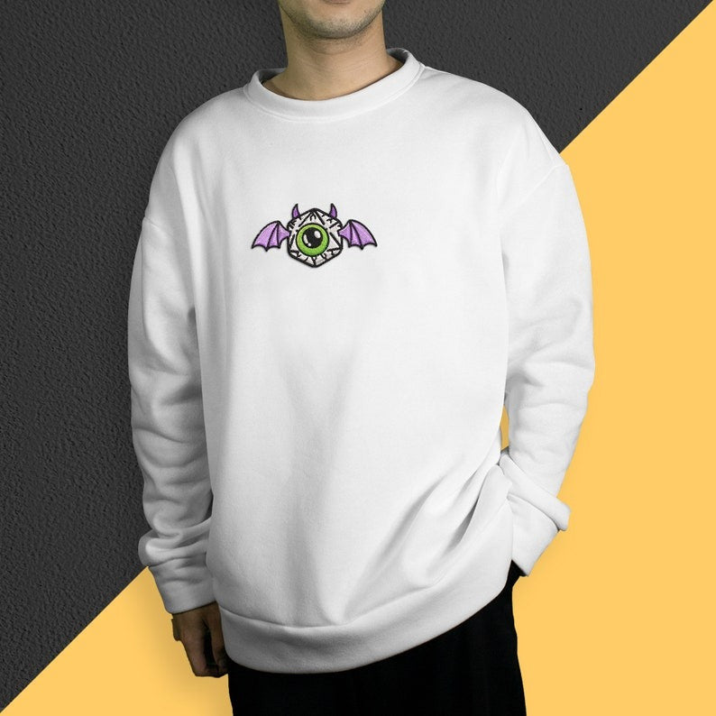 Bat DnD Embroidery Sweatshirt Funny Shirt Game Table Embroidery Sweater Dice Gifts