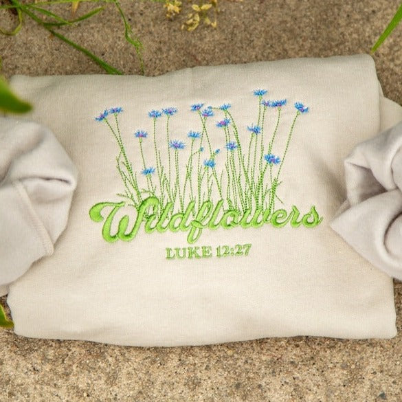 Consider How The Wildflowers Grow Embroidered Sweatshirt
