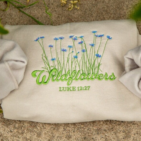 Consider How The Wildflowers Grow Embroidered Sweatshirt