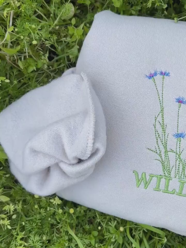 Wildflowers Embroidered Sweatshirt, Wildflowers Embroidered Hoodie