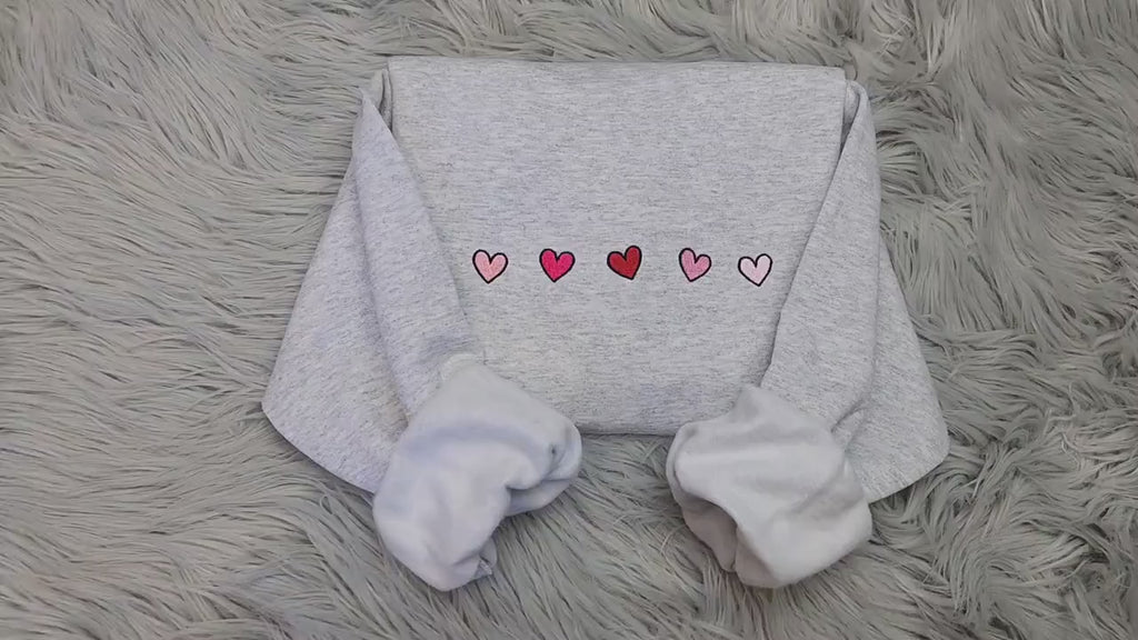 Embroidered Hearts Design Sweatshirt
