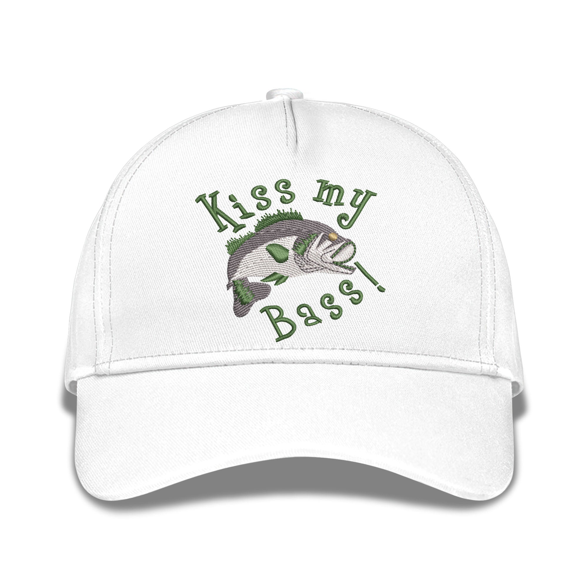 Kiss My Bass Fishing Embroidered Baseball Caps